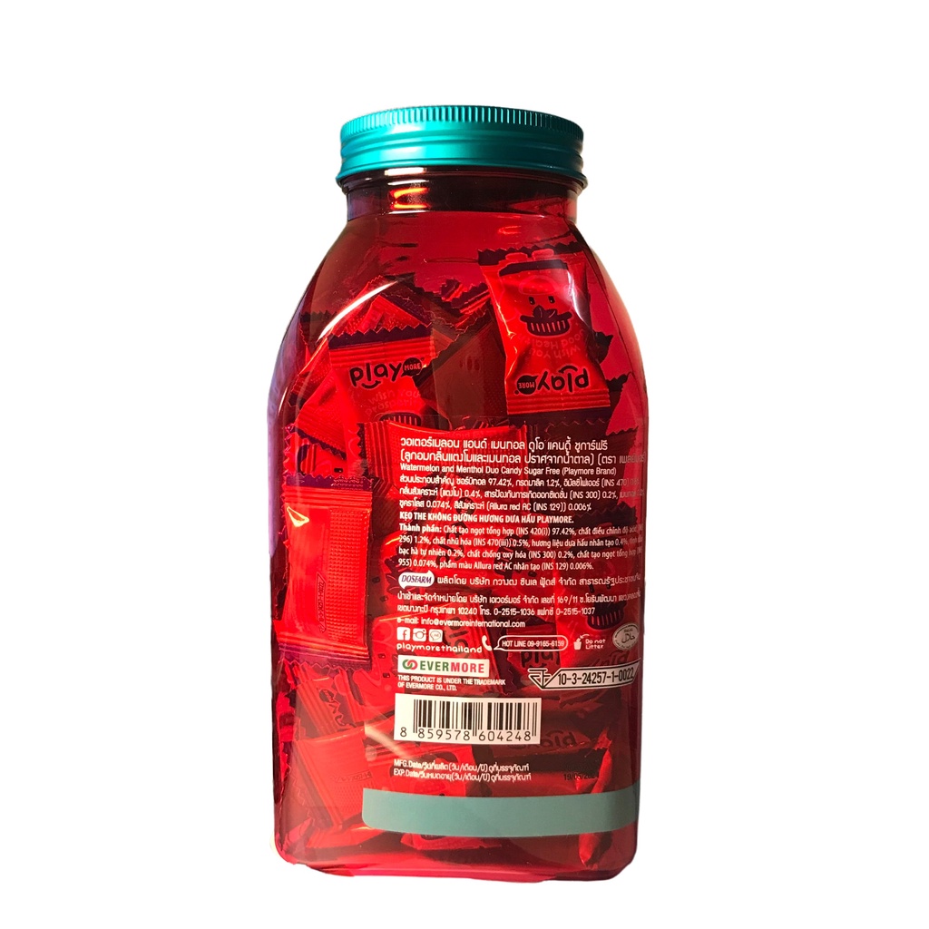 Kẹo Không Đường Hương Dưa Hấu Playmore Hũ 80G