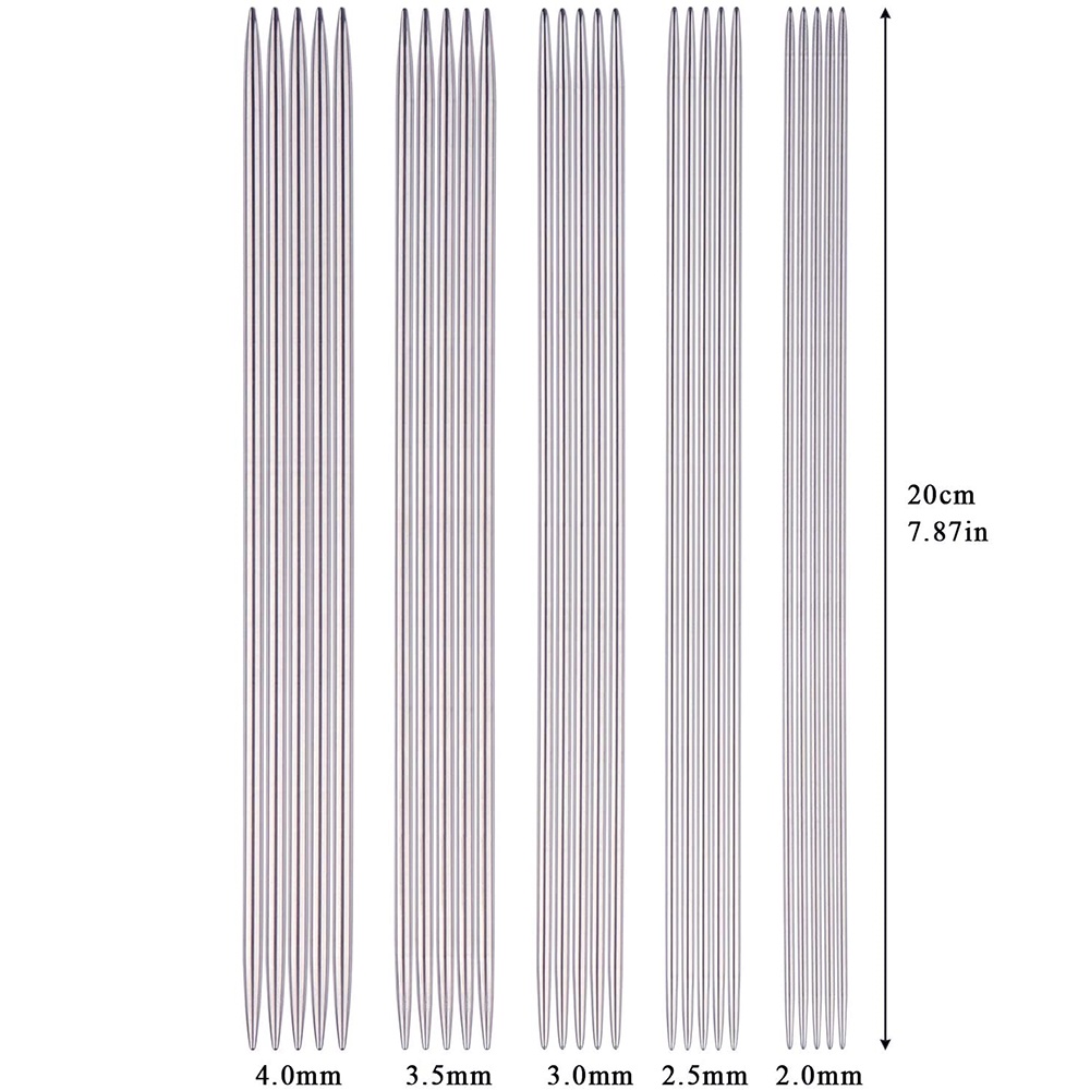 Set 5 Kim Đan Len Bằng Thép Không Gỉ 20cm 2.0mm-4.0mm
