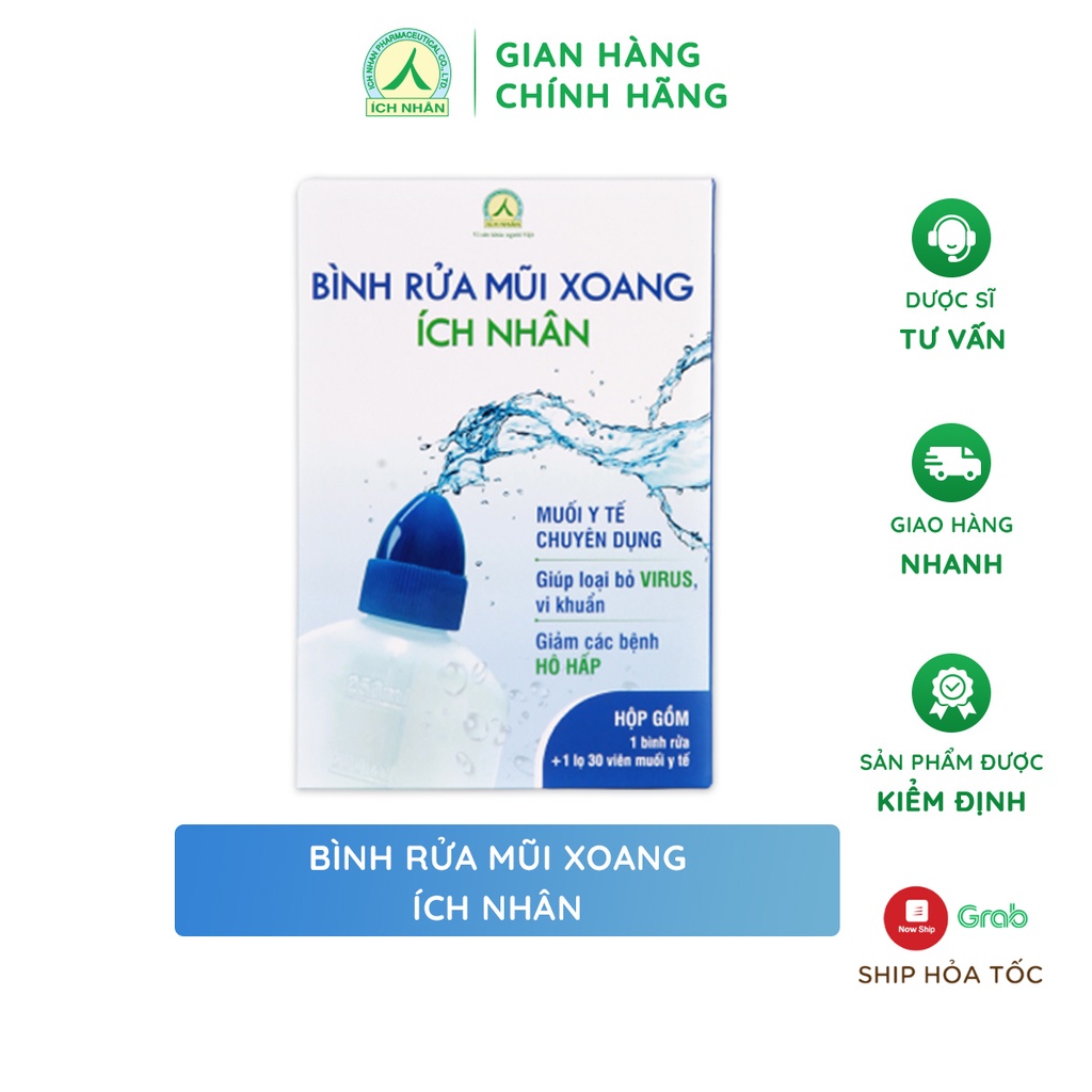 Bộ bình vệ sinh mũi họng Ích Nhân - Bình và 1 lọ muối y tế 30 viên BBR