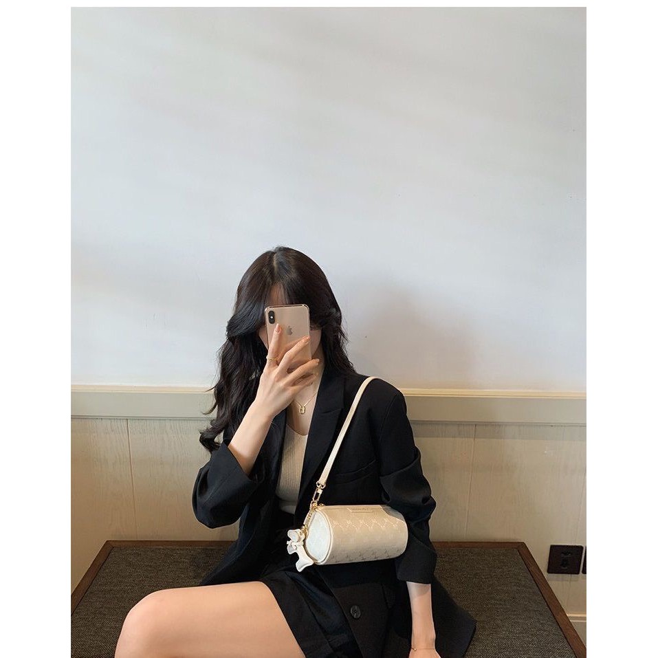 Túi Xách Hình Trụ Màu Trắng Thời Trang Mùa Hè Cho Nữ