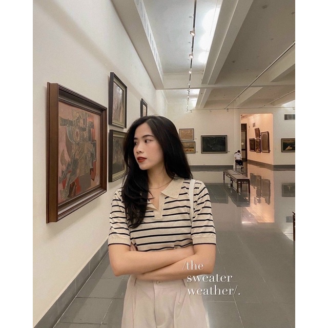 BÁN SỈ ÁO LEN KẺ POLO CỔ KẺ CHO NỮ | BigBuy360 - bigbuy360.vn