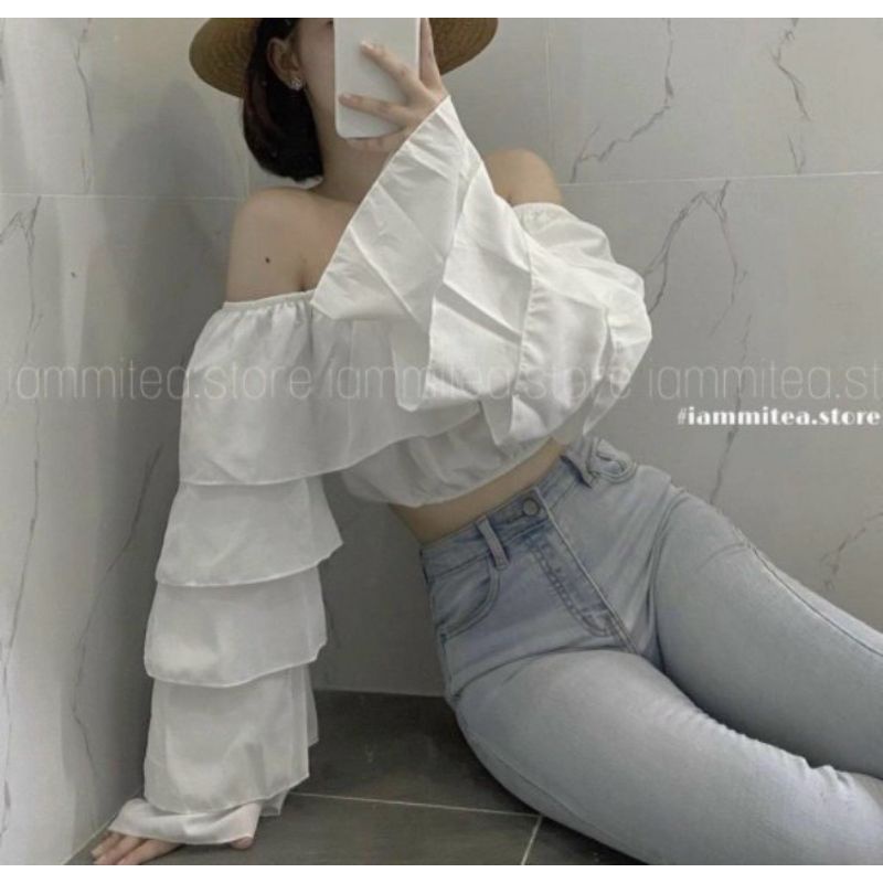 ÁO TIỂU THƯ PHỐI GÂN TAY LOA PHỒNG CỰC XINH H5