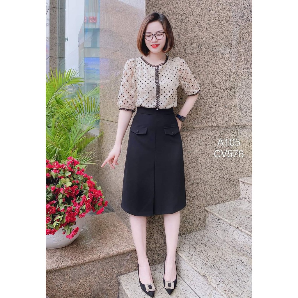 chân váy chữ A giả túi chất tuyết mư cao cấp xưởng may