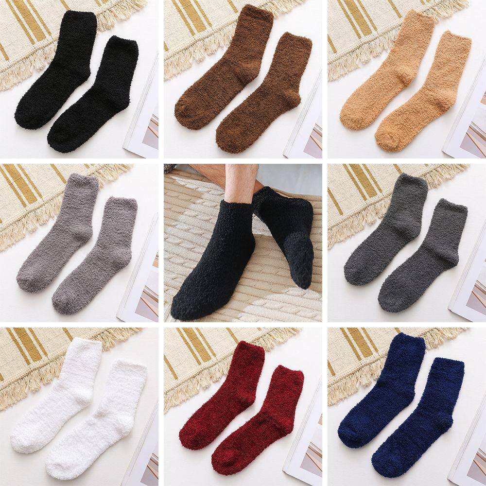 Vớ Nhung San Hô Mềm Mại Thoáng Khí Màu Trơn Giữ Ấm Mùa Đông