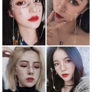 Kính không tròng + dây chain sang chảnh, sành điệu