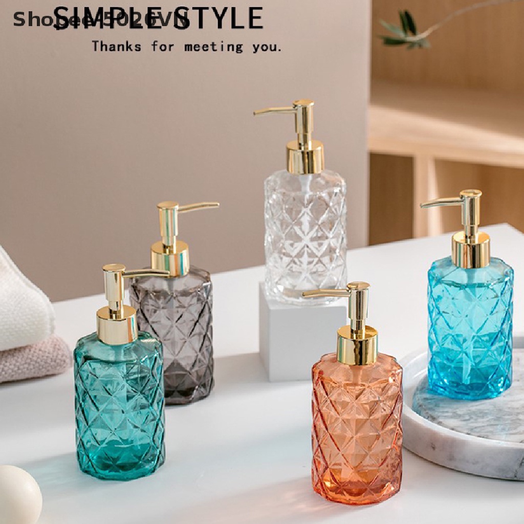 Bình Thủy Tinh Dày Đựng Dầu Gội Sữa Tắm Dạng Nhấn 350ml
