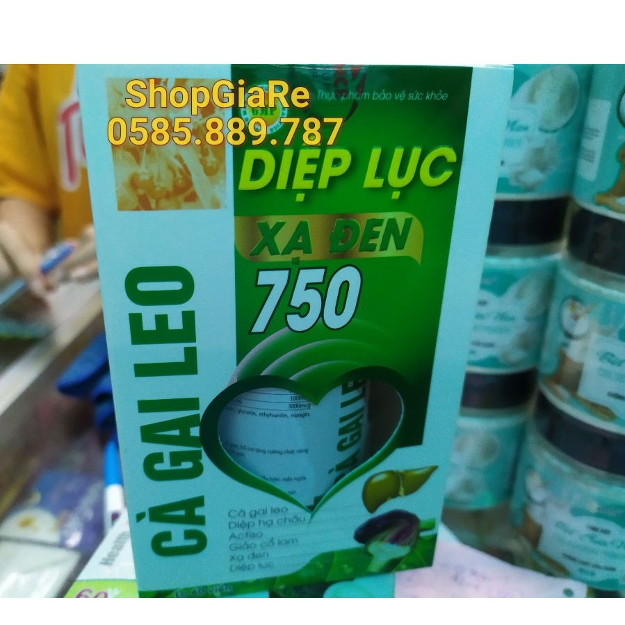 Cà gai leo diệp lục xạ đen 750 giải độc gan, mát gan, hạ men gan, tăng cường chức năng gan