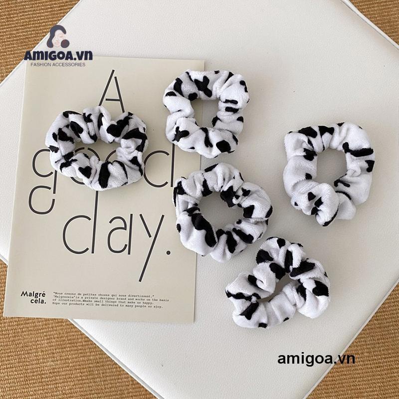 ✨✨Dây Buộc Tóc Vải Kiểu  Họa Tiết Bò Sữa Dễ Thương