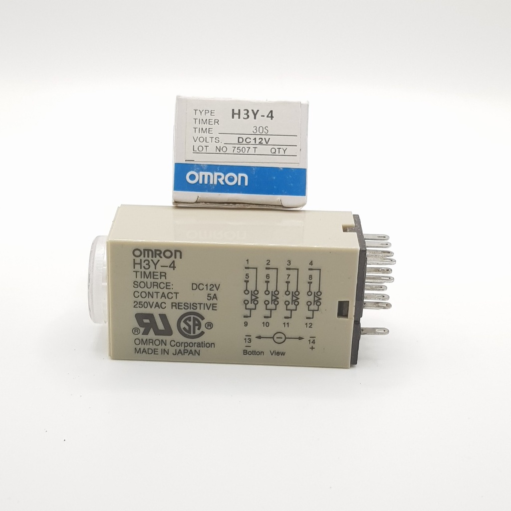 Rơ le 12V 30 giây, Relay thời Gian Timer Omron H3Y-4 14P 12V, H3Y-4, rơ le thời gian