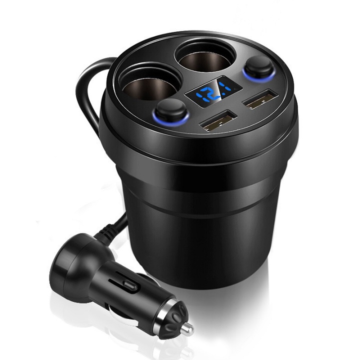 Bộ chia tẩu sạc và 2 cổng usb car charger 2 usb ports cao cấp trên ô tô