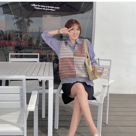 Gile Len Nữ GUMAX Ullzang, Áo Gile Len Cổ Chữ V Hàng Quảng Châu Thời Trang Cao Cấp | BigBuy360 - bigbuy360.vn