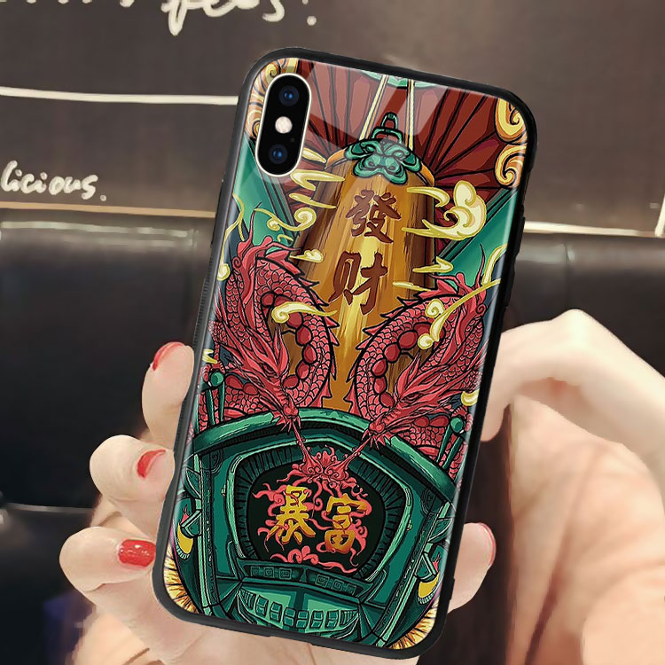 Ốp Lưng Kính Apple Iphone Xs Max In Hình Dân Gian Trung Quốc POLICYCASE Cho Iphone 12 11 Pro Max X Xs Max Xr 6 8 7 Plus