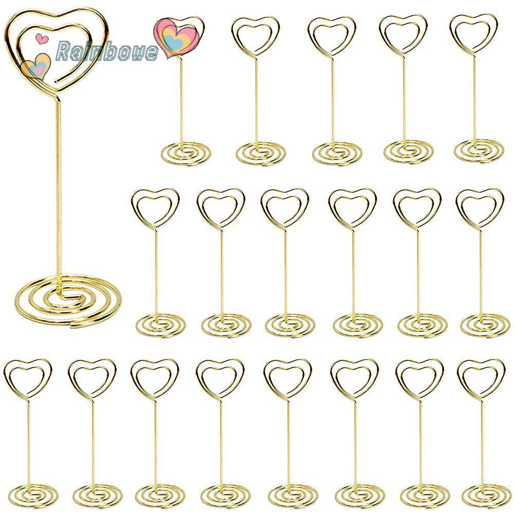 RAINBOW 1PCS Metal Table Numbers Holder Party Clamps Stand Place Card Paper Clamp Picture Cards Display Stand Fashion Desktop Decoration Wedding Supplies Romantic Photos Clips/Multicolor