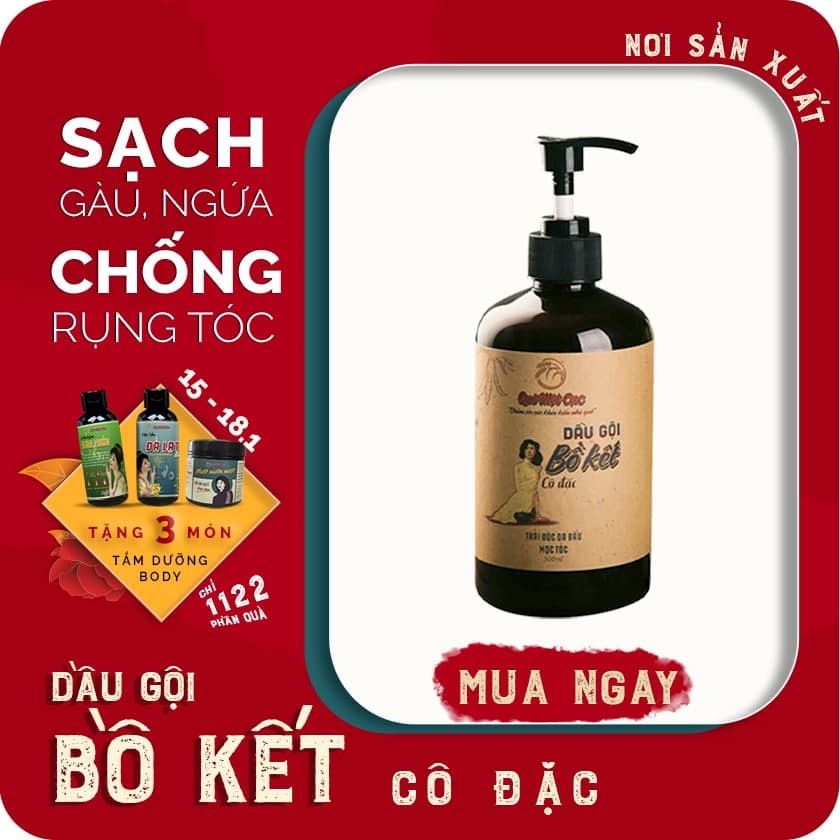 Dầu gội thảo dược ‍♀️ Dầu gội bồ kết thảo mộc dưỡng tóc QUÊ MỘT CỤC ngăn rụng tóc, sạch gàu 500ml