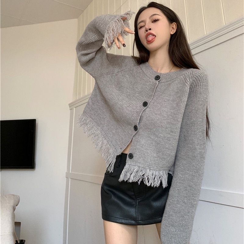 Áo Khoác Len Cardigan Tay Dài Dáng Rộng Thời Trang Thu Đông Cho Nữ