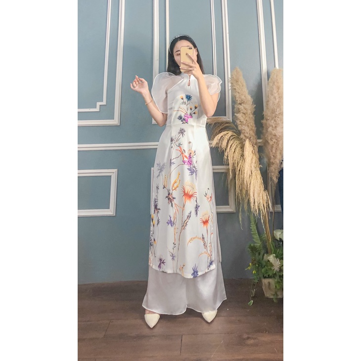 ÁO DÀI THIẾT KẾ HOA TAY BÈO