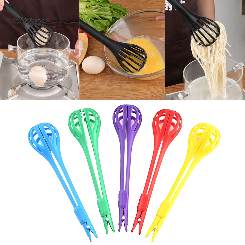 TT_ 3 in 1 Heat Resistant Spaghetti Noodles Clip Eggbeater Salad Blender Food Tong