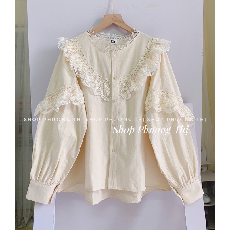 Áo babydoll cánh tiên viền ren tay áo (hình thật/video/sẵn)