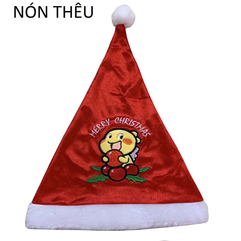 Nón Noel thêu hình xinh xắn cho bé