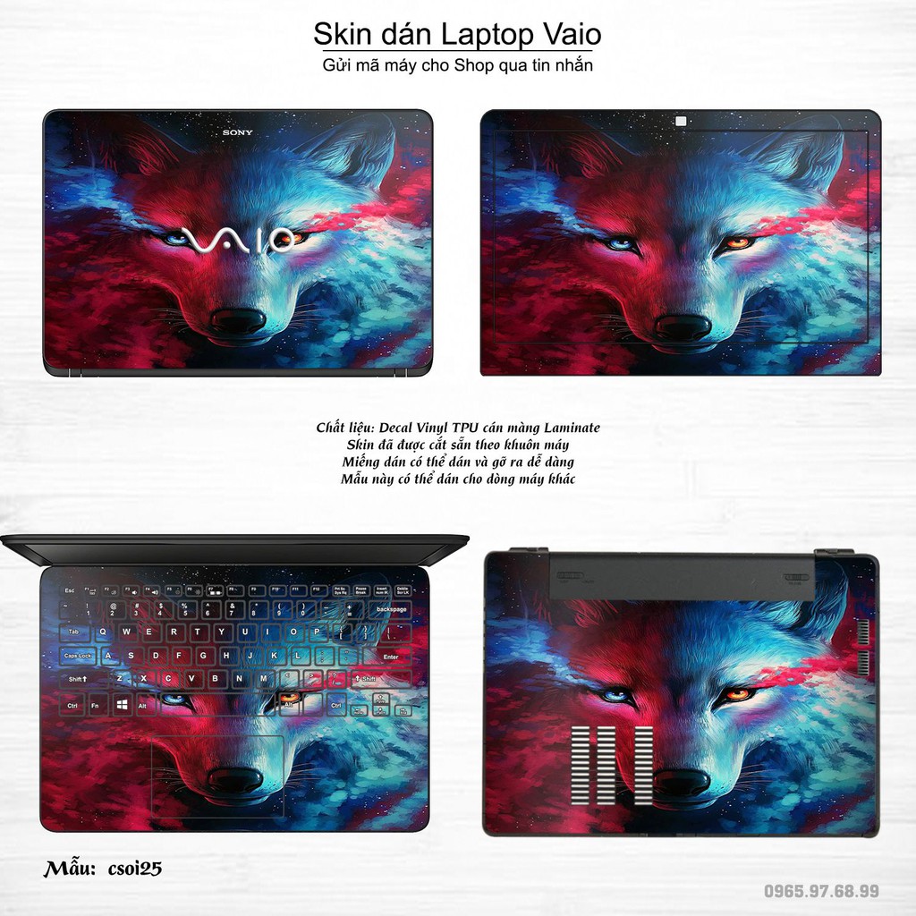 Skin dán Laptop Sony Vaio in hình sói tuyết (inbox mã máy cho Shop)