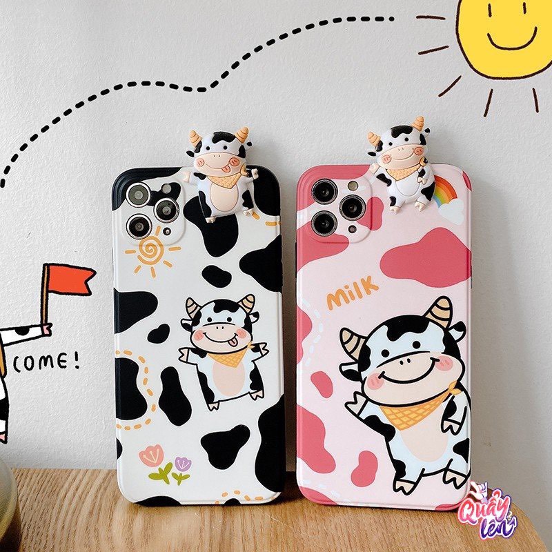 Ốp lưng iphone CUTEỐp bò sữa, gấu nâu BVC  6 / 6s / 7 / 8 / plus / X / XS / XR / 11 / 12 / MINI / PRO / MAX