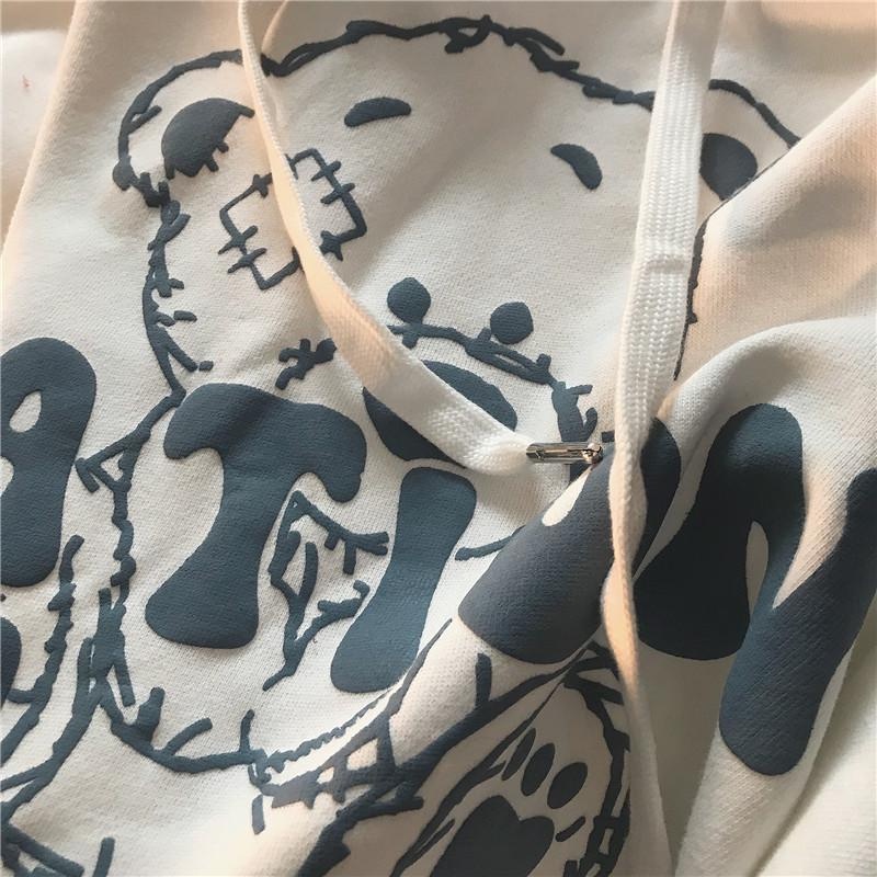 【ZHELIHANGFEI】Áo Hoodie Dài Tay Dáng Rộng In Họa Tiết Cá Tính Trẻ Trung