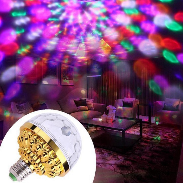 Đèn LED dân chơi bay phòng quán bar xoay 7 màu đèn vũ trường huyền ảo tặng kèm đui đèn dạng xoáy