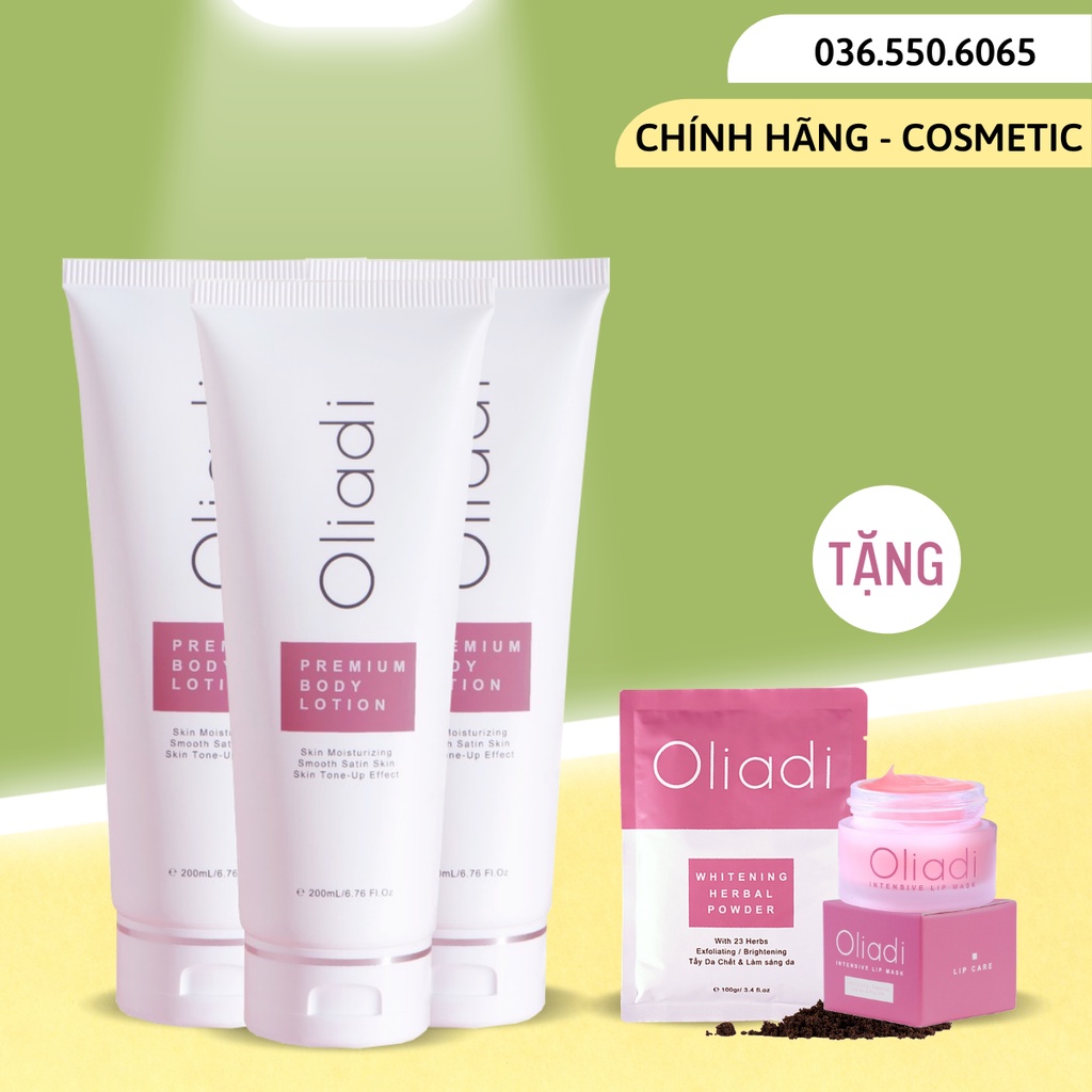 [MUA 3 TẶNG 2] COMBO 3 Kem Body Oliadi Dưỡng Trắng Toàn Thân 200ml Chính Hãng - Tặng Ủ Môi Tẩy Tế Bào Chết Môi Tắm Trắng