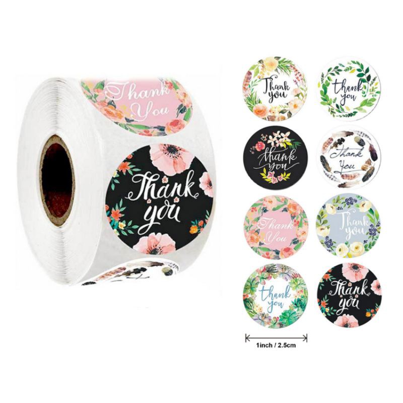 Cuộn 500 Nhãn Dán Sticker Thank You Loại Đẹp