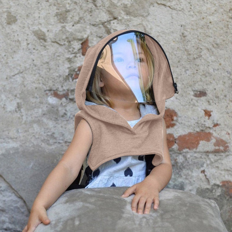 Mũ trùm đầu kèm tấm chắn gió trong suốt có thể tháo rời tiện dụng cho bé