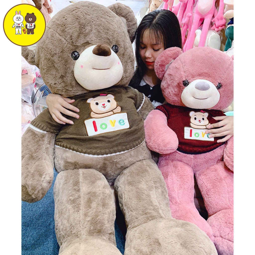 Gấu bông Teddy love 2 màu size 90cm-1m1 - Đồ chơi quà tặng Hot Trend - Xưởng gấu bông Việt Nam