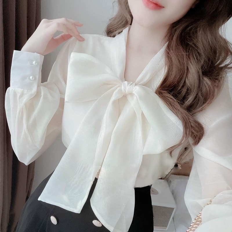 Áo Sơmi Tơ Cổ Nơ 3 Màu, Áo Sơmi Kiểu Tiểu Thư Có Ảnh Thật Kèm Video