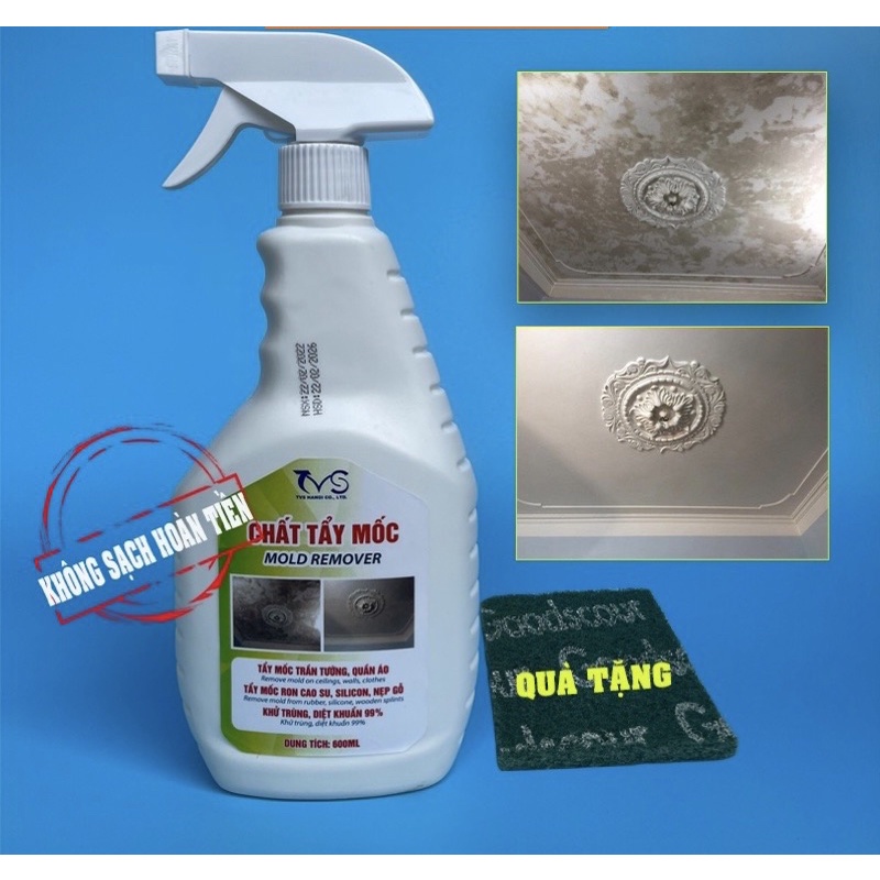 Bình xịt tẩy mốc tường TVS-HT01- 600ml, tẩy mốc các ron cao su chậu rửa, nẹp gỗ, nhà tắm cũ ẩm các khu vực tường ẩm ướt,