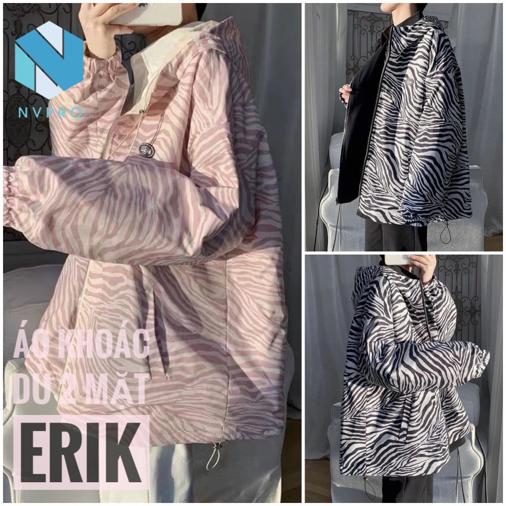 ♠❧Áo khoác dù couple QUẢNG CHÂU C114 bận được 2 mặt khác nhau dành cho cặp đôi in ngựa vằn 3D cao cấp