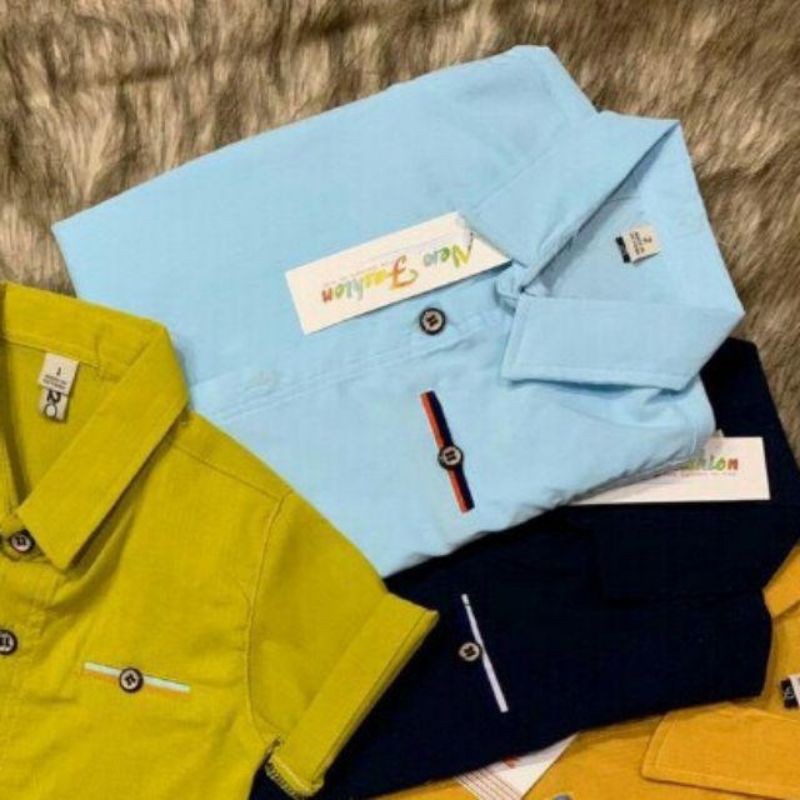 Áo Sơ Mi Cộc Tay Bé Trai Vải Co Giãn Đẹp 10-18kg