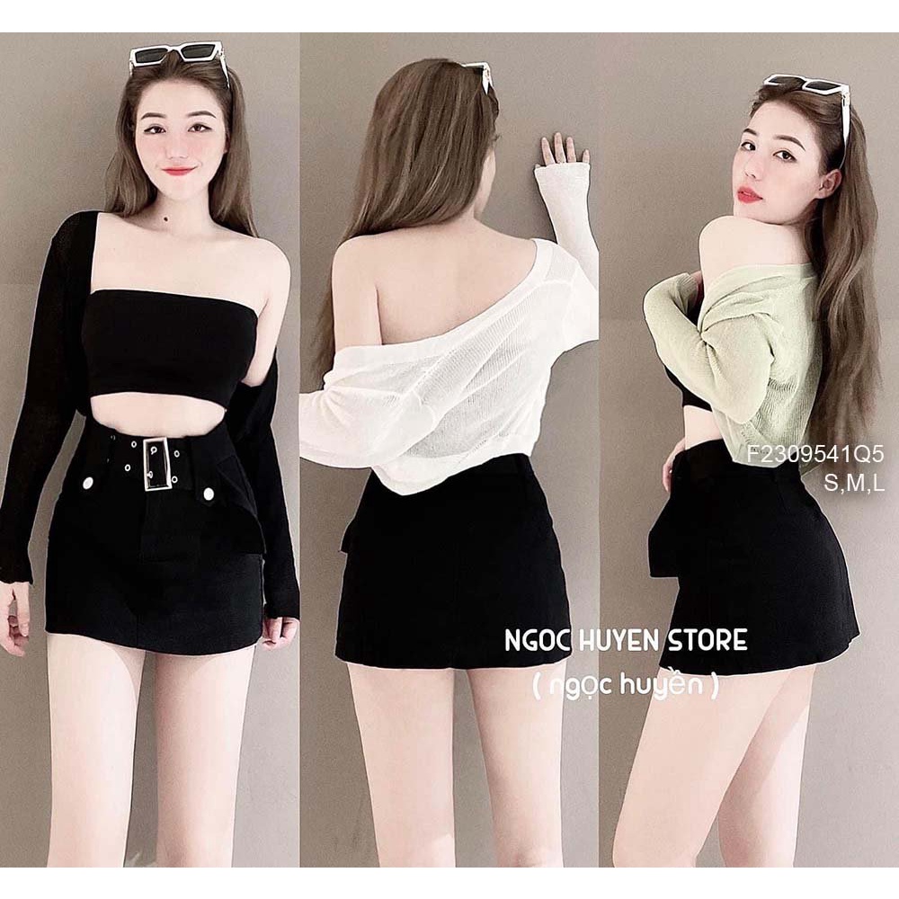 Chân váy jean đen ngắn dây nịt lưng cao có lót quần trong! (kèm hình thật)