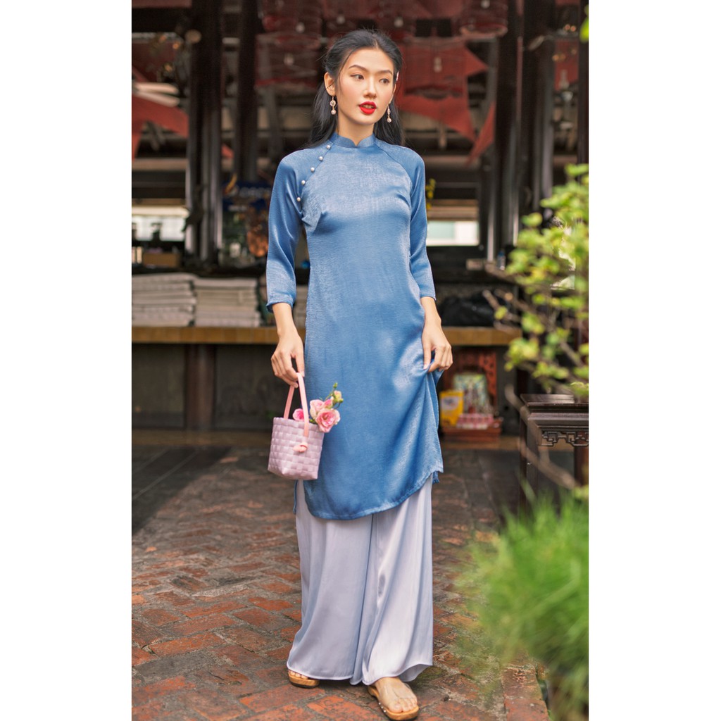 Sumire Store Áo dài Dáng xưa Yên Phương Xanh đá