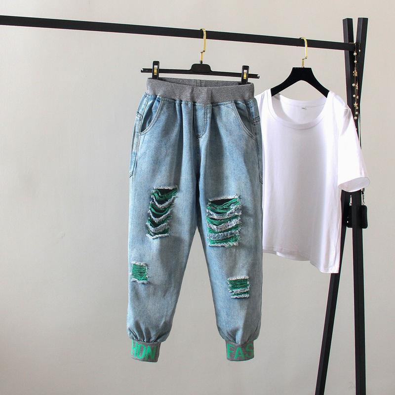 Quần Jeans Nữ Lưng Cao Mài Rách Thời Trang Hàn
