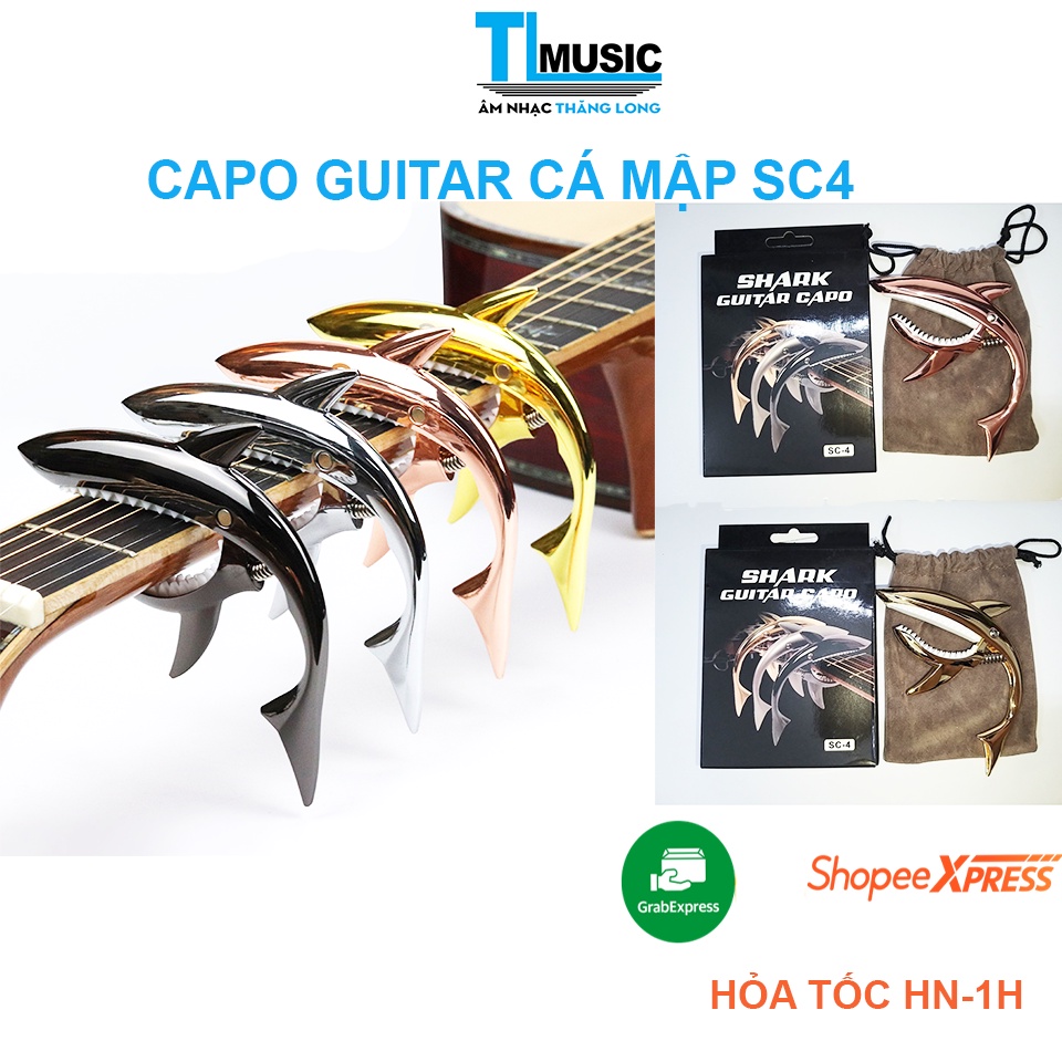 Kẹp guitar cá mập kim loại cao cấp GC-02 dành cho đàn ghita acoustic, classic,electric,ukulele..