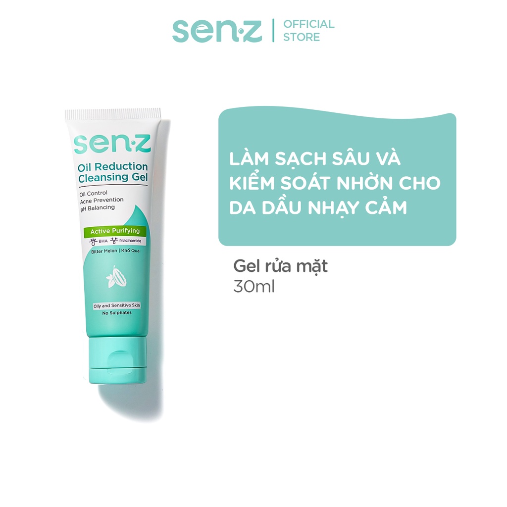 [TRAVEL SIZE 30ML] Gel Rửa Mặt Khổ Qua Dành Cho Da Dầu Mụn SenZ Oil Reduction Cleansing Gel chuẩn pH