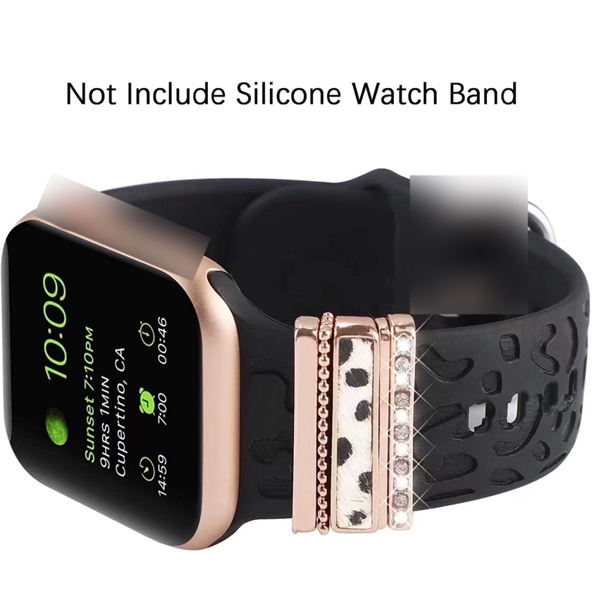 Dây Đeo Đồng Hồ Bằng Kim Loại Và Silicon Đính Kim Cương Trang Trí Cho Apple iwatch