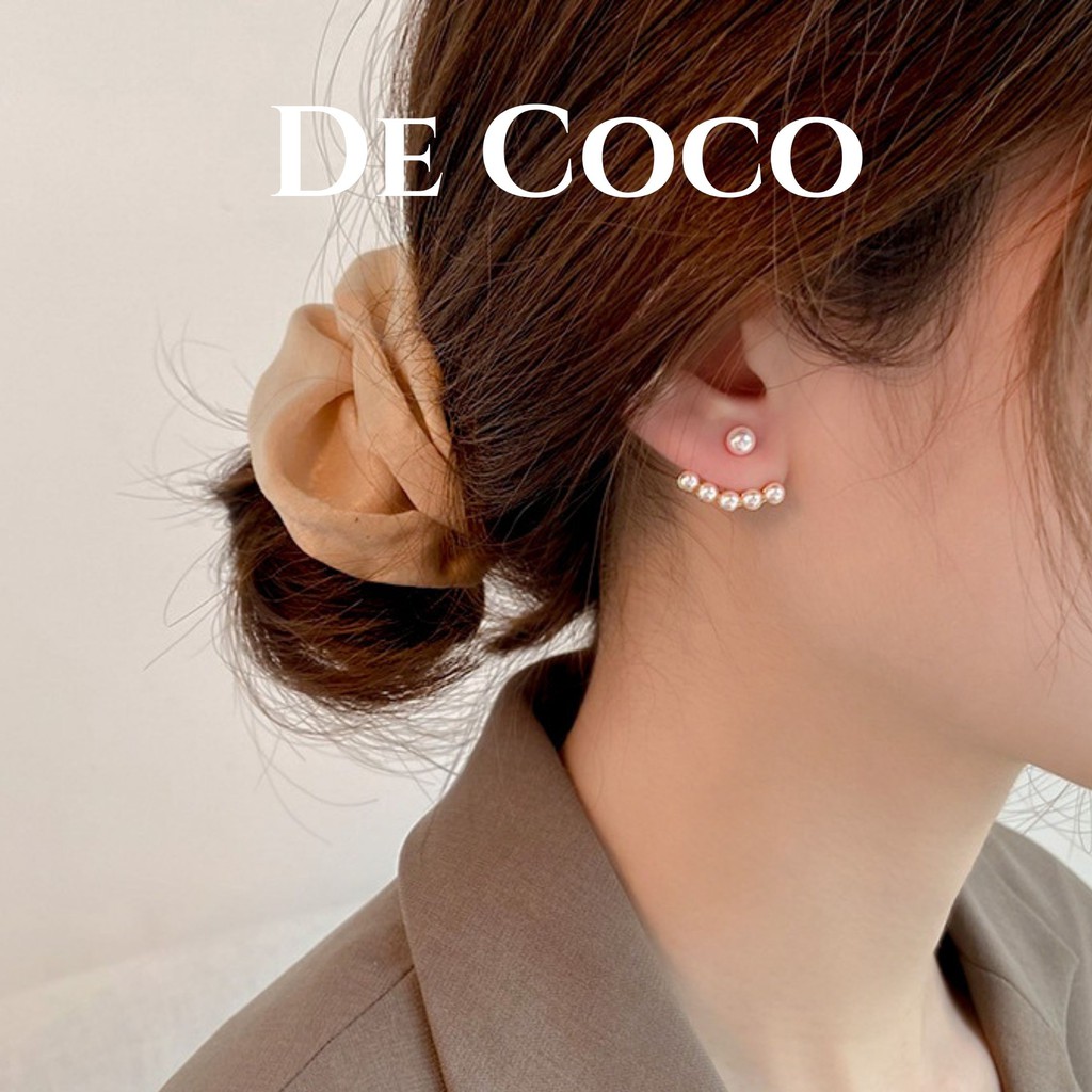 Khuyên tai bạc 925 hạt trai vầng trăng decoco.accessories