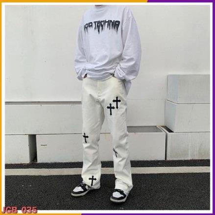 Quần Baggy Jean Nam Nữ IN THÁNH GIÁ Quần Bò Nam Nữ Cao Cấp