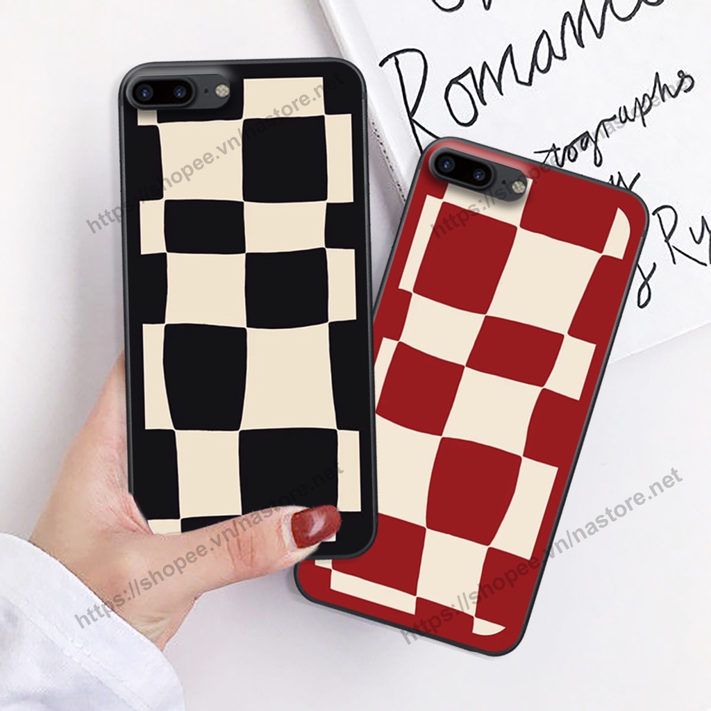 Ốp lưng Iphone 7 PLUS- IPHONE 7S PLUS- IPHONE 8 PLUS mặt cười, họa tiết caro đơn giản đẹp cute