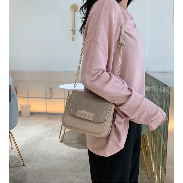 Túi Đeo Chéo Nữ Honey Cute Kiểu Dáng Vuông Tròn Phong Cách Hàn Quốc Hàng QC