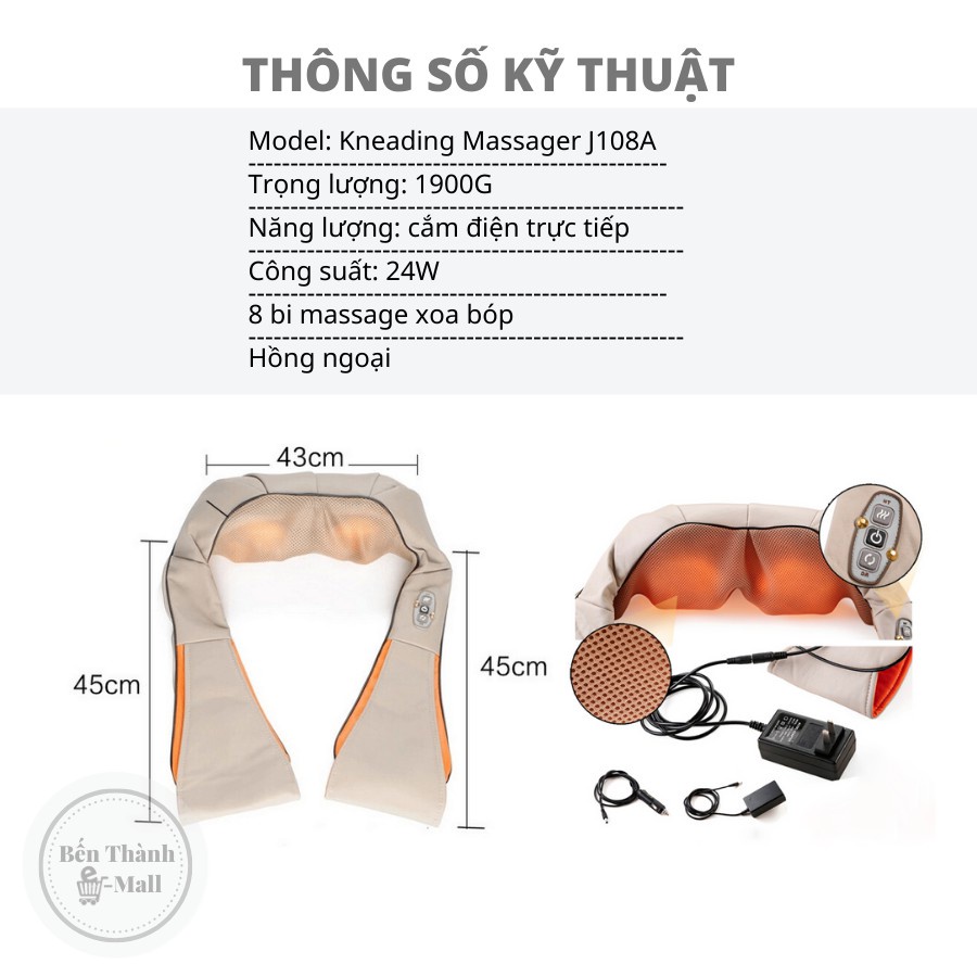 Máy Massage Cổ Vai Gáy Hồng Ngoại Chính Hãng, Đai matxa  Đa Năng lưng chân tay công nghệ  Nhật Bản LT101-6