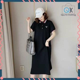 |Ảnh thật|Đầm suông đen cổ polo viền cổ,đầm suông nữ,thời trang nữ,đầm đen, đầm SIÊU RẺ