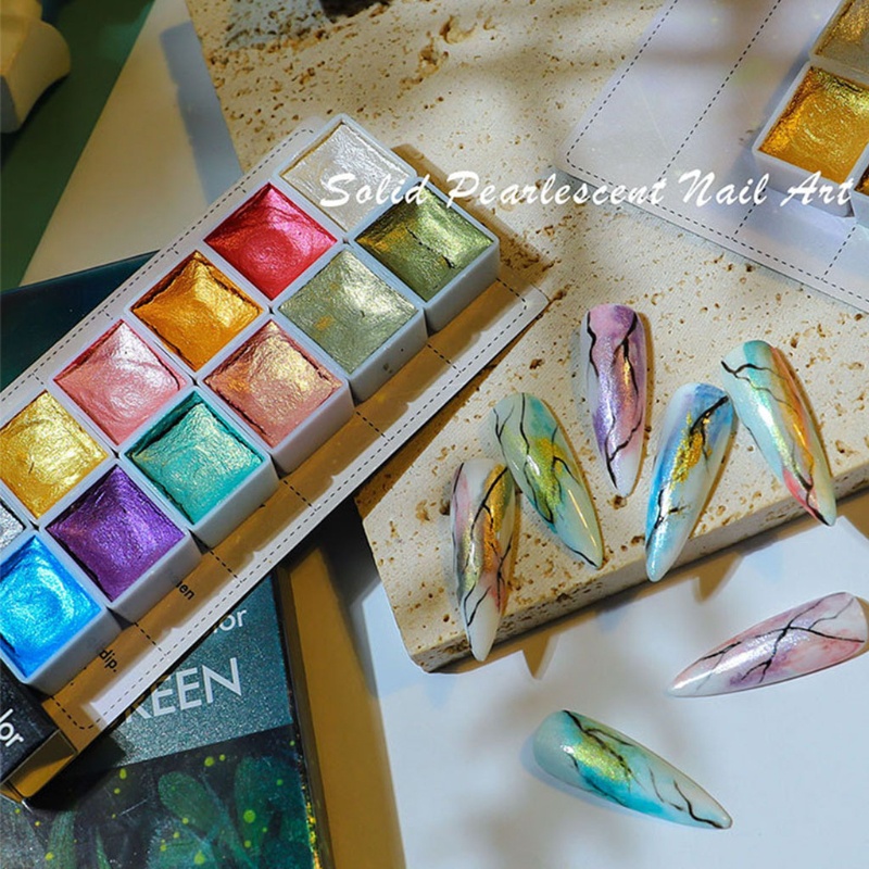 Hộp 6 / 12 Màu Nước Sơn Móng Tay Ánh Ngọc Trai Lấp Lánh