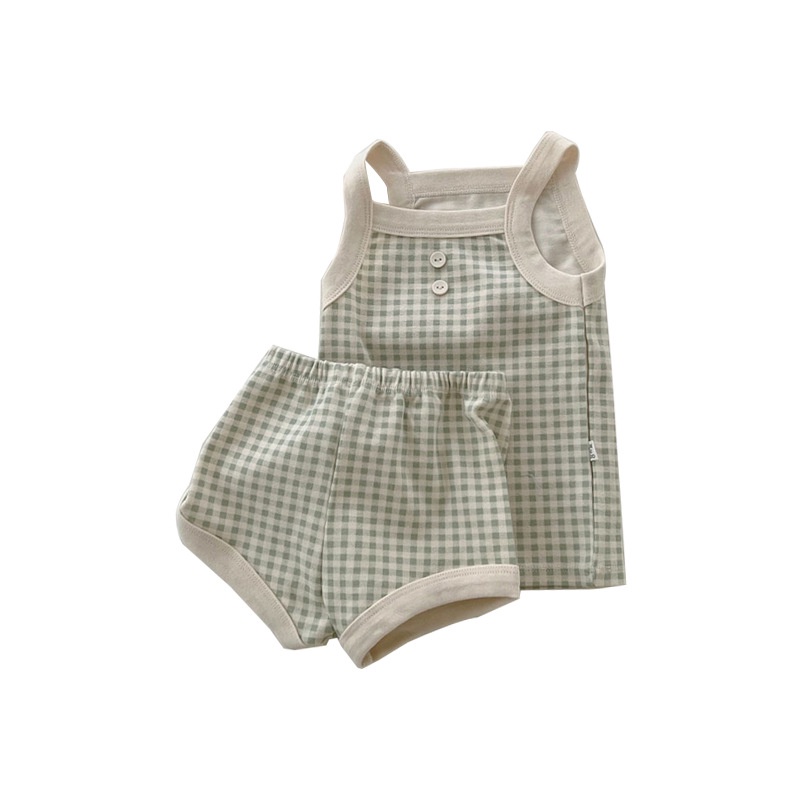 Bộ Áo Ngực Không Tay + Quần Short Mềm Mại Phong Cách Âu Mỹ Thời Trang Mùa Hè Cho Bé Trai/Gái