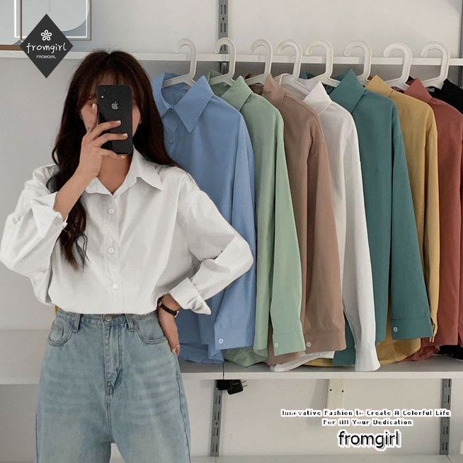 Áo Sơ Mi Tay Dài Dáng Rộng Phong Cách Hàn Quốc Thời Trang Mùa Xuân Mới 2022